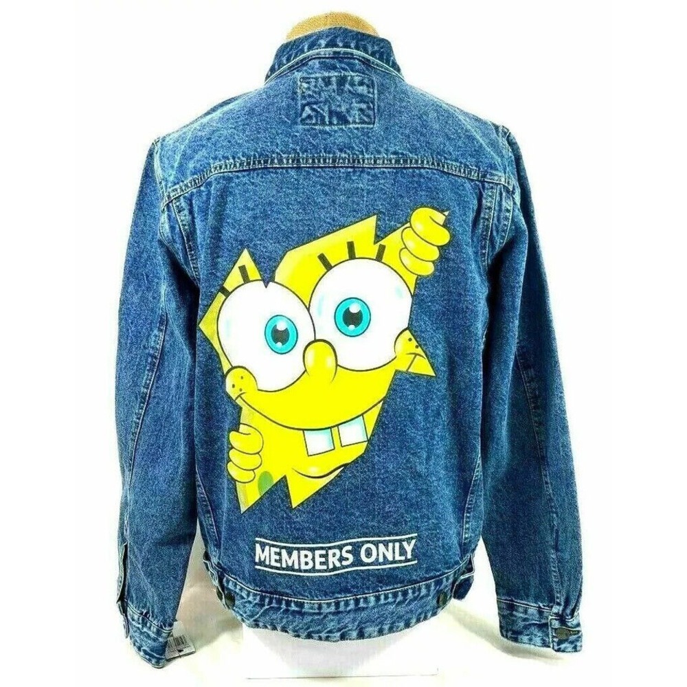 Members Only X Nickelodeon SpongeBob Denim Jean Jacket Mens Size Large (L) New